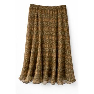 Vintage Lauren Ralph Lauren Silk Skirt Brown Midi Minimalist 90s